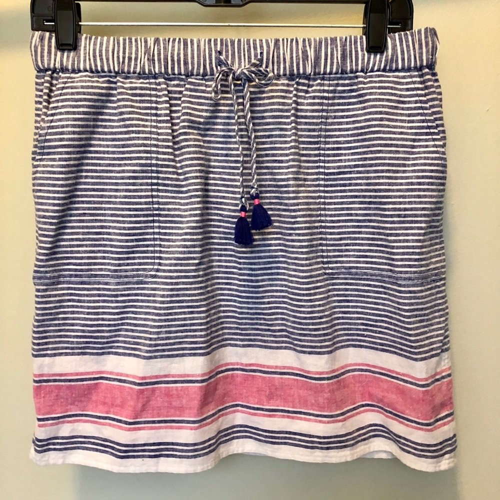 Vineyard Vines Navy, White & Pink Striped Mini Skirt